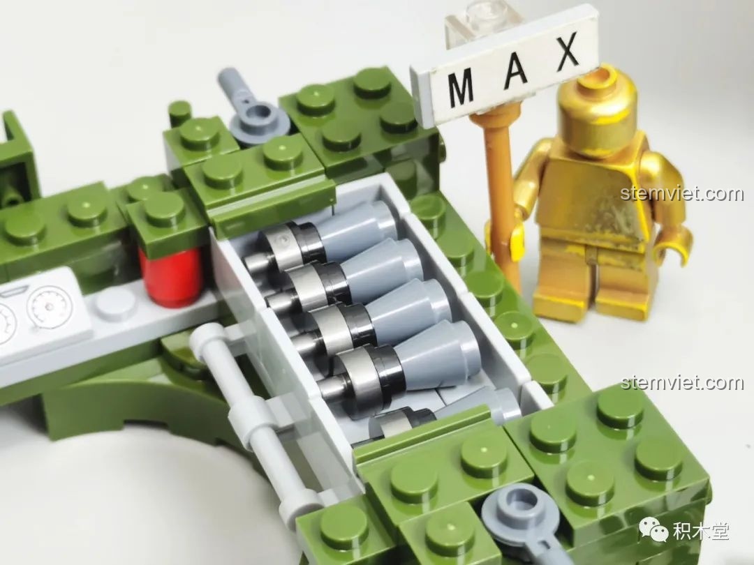 Hình ảnh mô phỏng đạn pháo 125mm APFSDS/T, loại đạn được sử dụng trong xe tăng Type 99, thể hiện sự chân thực của mô hình Panlos Brick 632002.