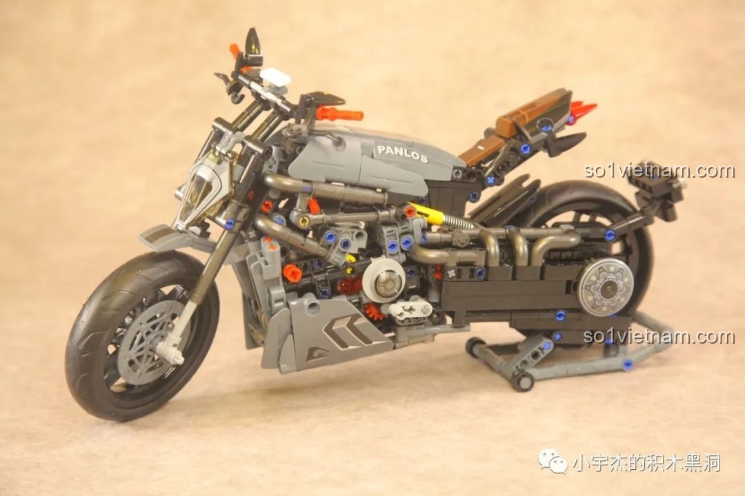 Mô hình PanlosBrick xe mô tô xám, một sản phẩm xe mô tô tùy chỉnh khác của PanlosBrick.
