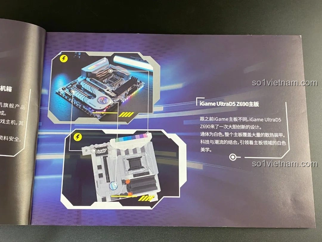 Trang sách hướng dẫn giới thiệu bo mạch chủ iGame UltraD5 Z690, nguyên mẫu của bộ lắp ghép Pantasy 11008.