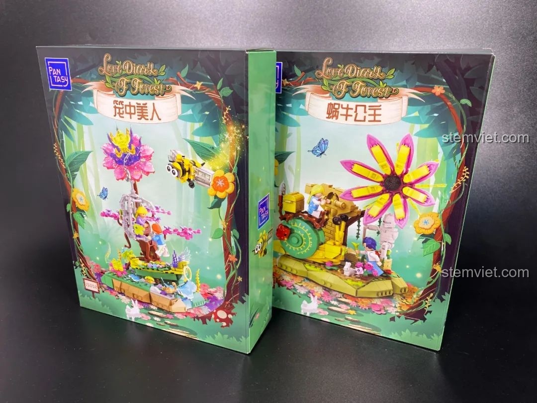 Hộp đồ chơi lắp ráp Pantasy 15002 Mỹ Nhân Trong Lồng và 15003 Nàng Công Chúa Ốc Sên, review bộ lắp ghép Pantasy Fantasy Forest