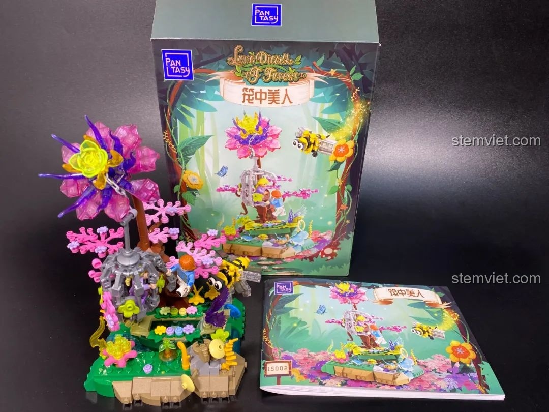 Mở hộp đồ chơi lắp ráp Pantasy 15003 Nàng Công Chúa Ốc Sên, các túi mảnh ghép và sách hướng dẫn, review bộ lắp ghép Pantasy
