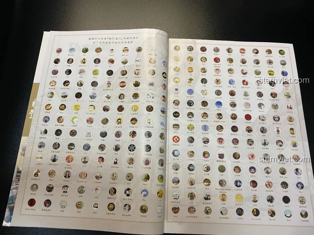 Trang sách hướng dẫn hiển thị danh sách các nhà thiết kế cộng tác trong dự án bộ lắp ghép Pantasy 18001 Cá Chép Hóa Rồng.