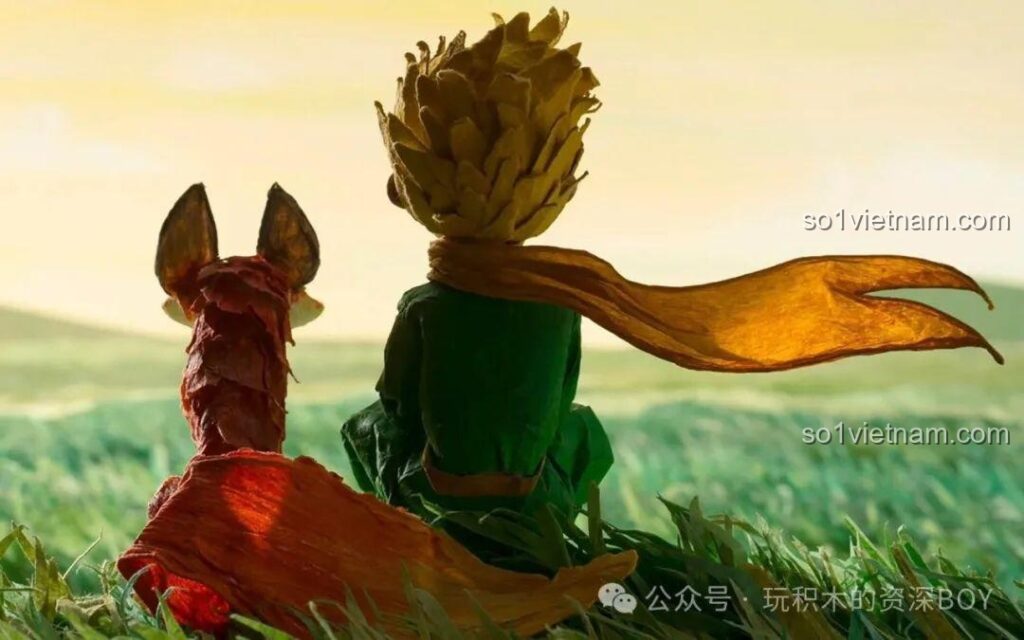 Hình ảnh Tiểu Hoàng Tử và chú cáo nhìn về phía chân trời, biểu tượng cho bộ lắp ghép Pantasy 86304 Tiểu Hoàng Tử: Khởi Đầu Hành Trình.