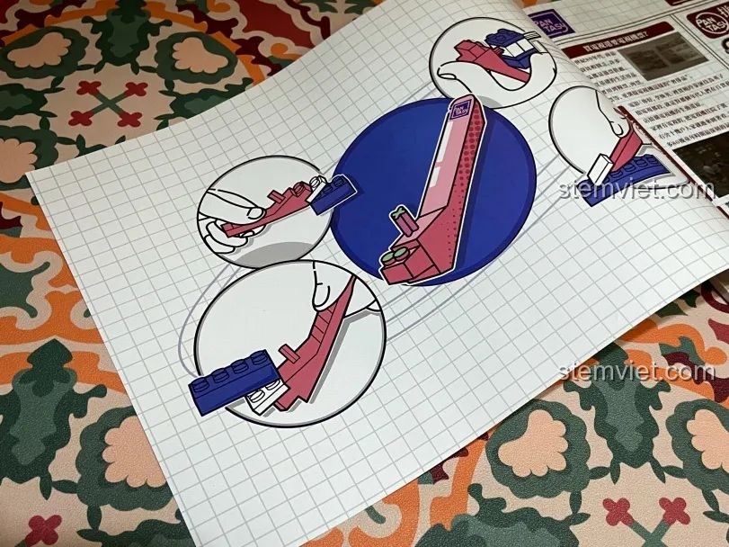 Sách hướng dẫn lắp ráp chi tiết của bộ đồ chơi Pantasy 61008 Tivi Cổ Điển, minh họa rõ ràng từng bước.