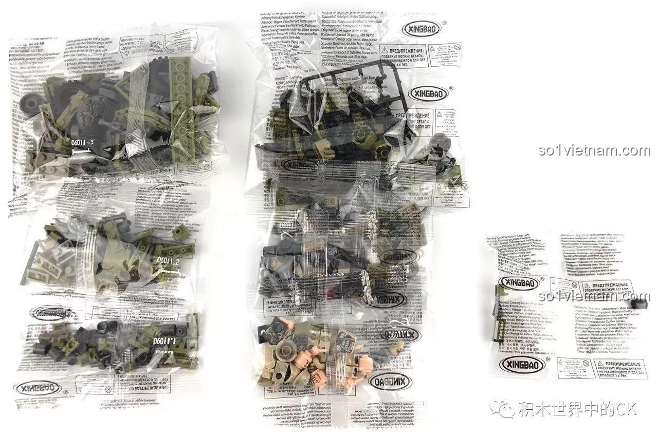 Các túi mảnh ghép Pháo Binh Thiên Yết Cindy Xingbao XB-06011 được đánh số, giúp quá trình lắp ráp diễn ra thuận lợi và có tổ chức.