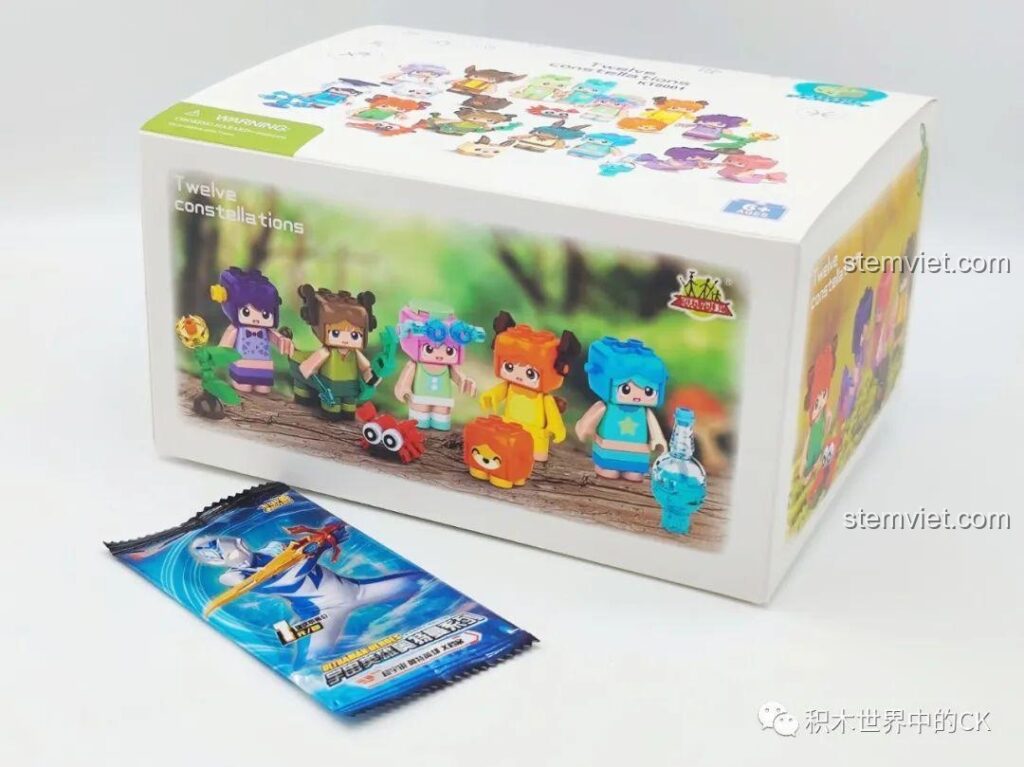 Hình ảnh vỏ hộp chính của bộ đồ chơi lắp ráp Pixel Planet KT8001 Minifigure 12 Cung Hoàng Đạo, phù hợp làm quà cho bé gái.