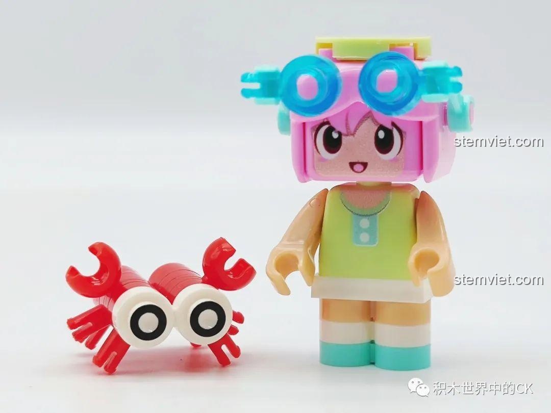 Đánh giá minifigure Cự Giải (Cancer) và chú cua trong bộ đồ chơi 12 Cung Hoàng Đạo Pixel Planet 8001.