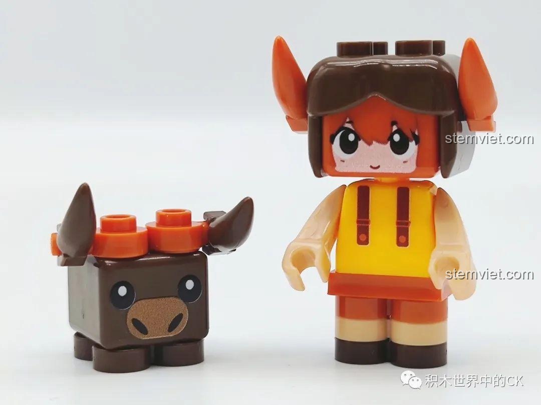 Đánh giá minifigure Kim Ngưu (Taurus) và chú trâu trong bộ đồ chơi 12 Cung Hoàng Đạo Pixel Planet 8001.