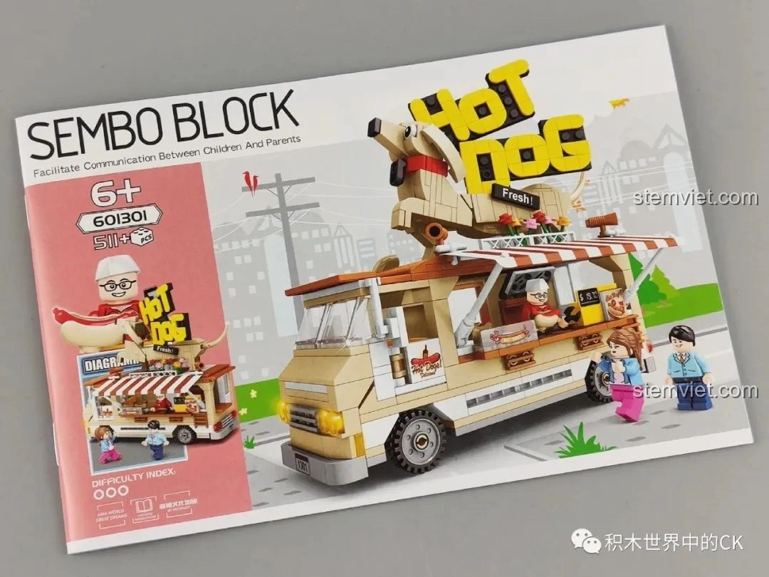 Sách hướng dẫn lắp ráp chi tiết của bộ SEMBO 601301 Xe Bán Hot Dog Lưu Động, giúp việc lắp ráp dễ dàng hơn. Đánh giá SEMBO 601301 Xe bán hot dog.