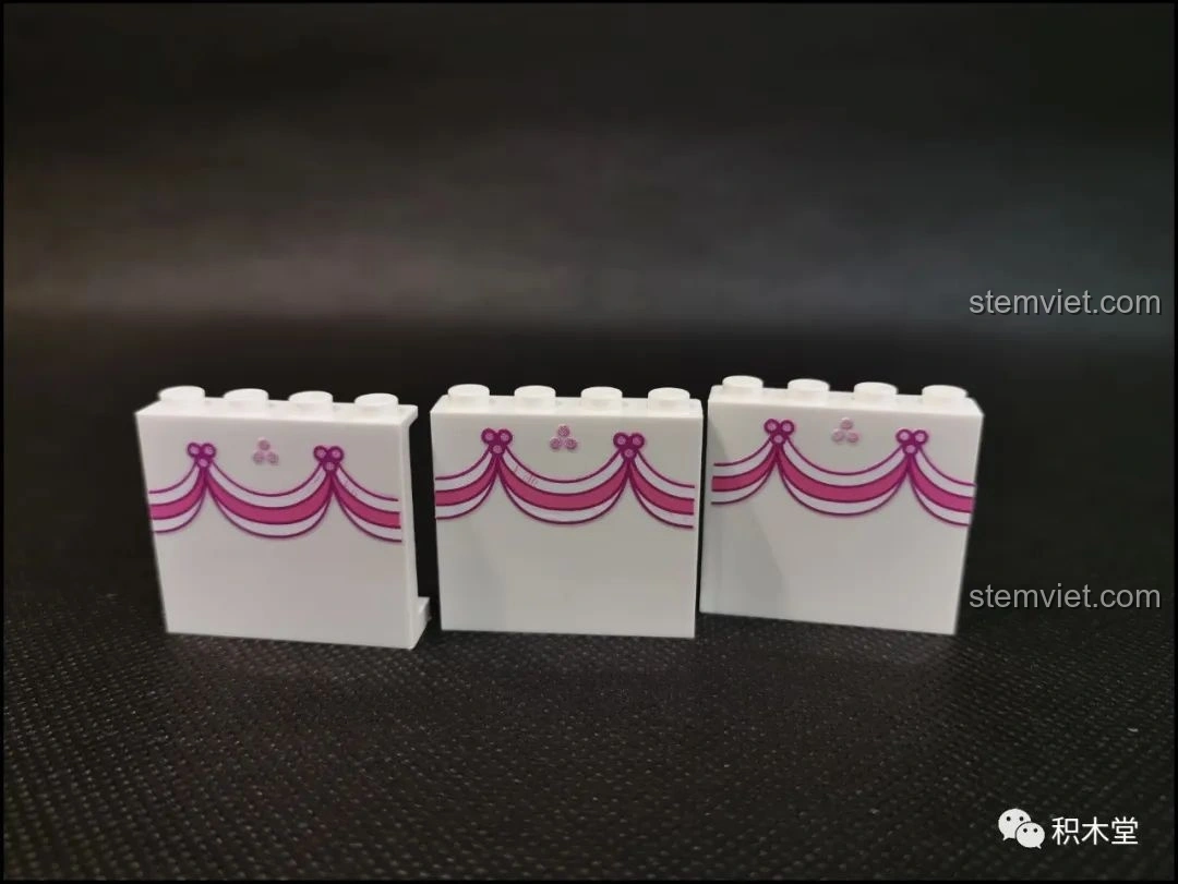 Các mảnh ghép trang trí họa tiết ruy băng hồng cho bộ lắp ghép Sembo 601400 Bánh Kem Hộp Quà