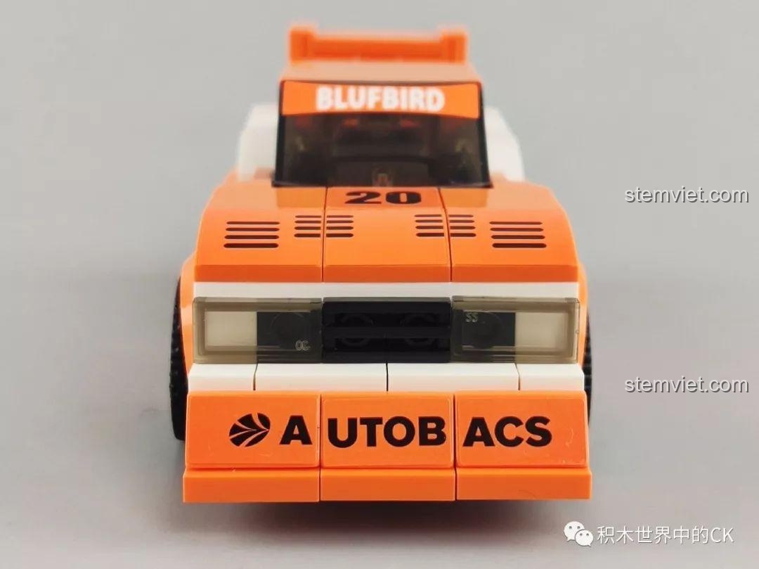 Mặt trước của mô hình xe đua Nissan KY910 Bluebird Super Silhouette 607061 màu cam.