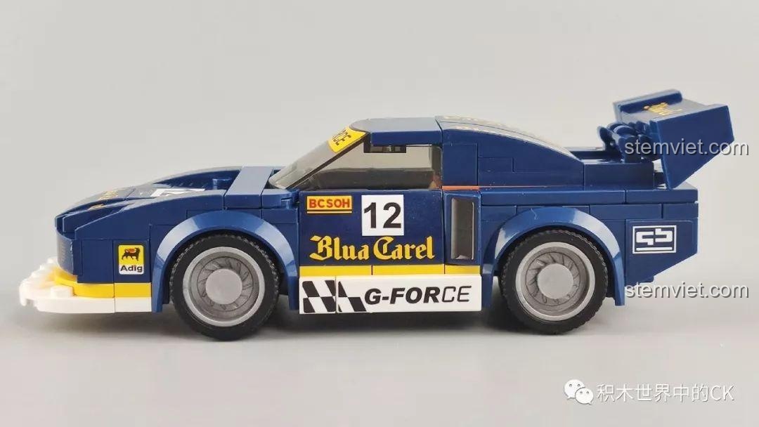 Mặt sau của mô hình xe đua SEMBO 607062 màu xanh.