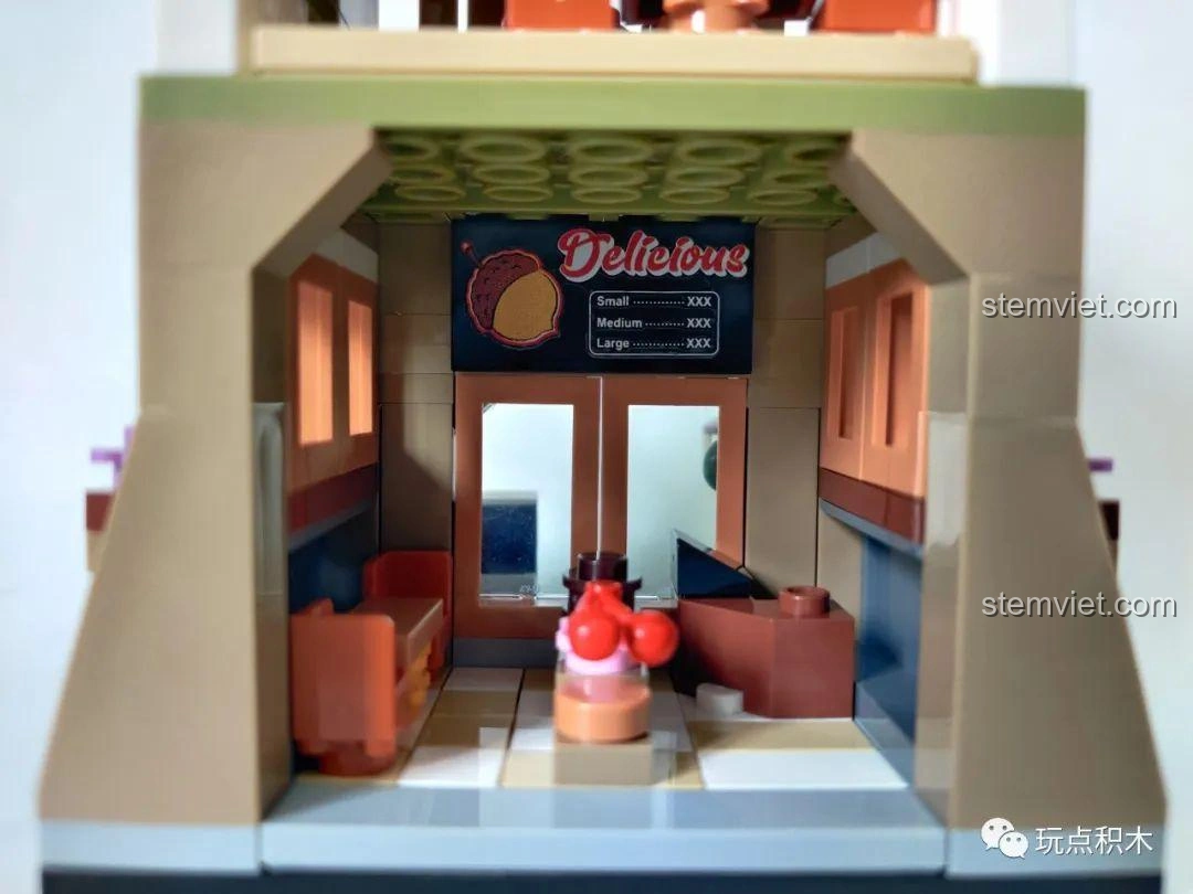 Cận cảnh quầy hàng và các chi tiết trang trí nhỏ bên trong cửa hàng hạt dẻ Sembo Block 601051.