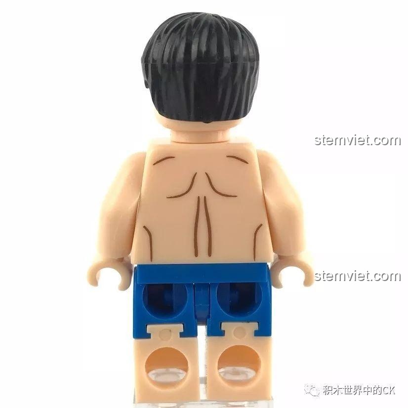 Mặt sau minifigure Người thí nghiệm bộ Sembo SD9606, chi tiết in ấn và thiết kế chân.