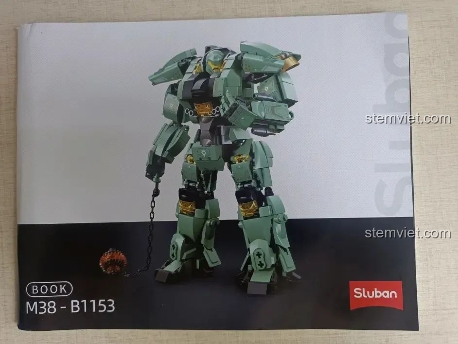 Sách hướng dẫn lắp ráp của bộ Sluban M38-B1153 Robot Diệt Tận Thế với thiết kế đẹp mắt.