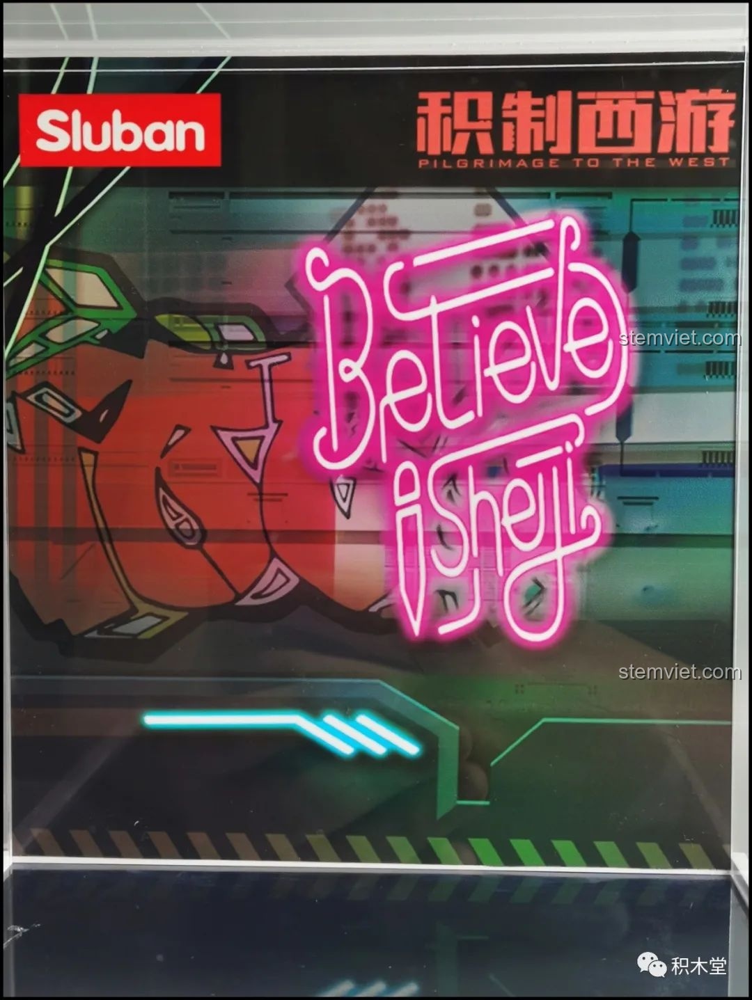 Hộp trưng bày acrylic trong suốt đi kèm bộ lắp ghép Sluban M38-B1008 Robot Ngưu Ma Vương.