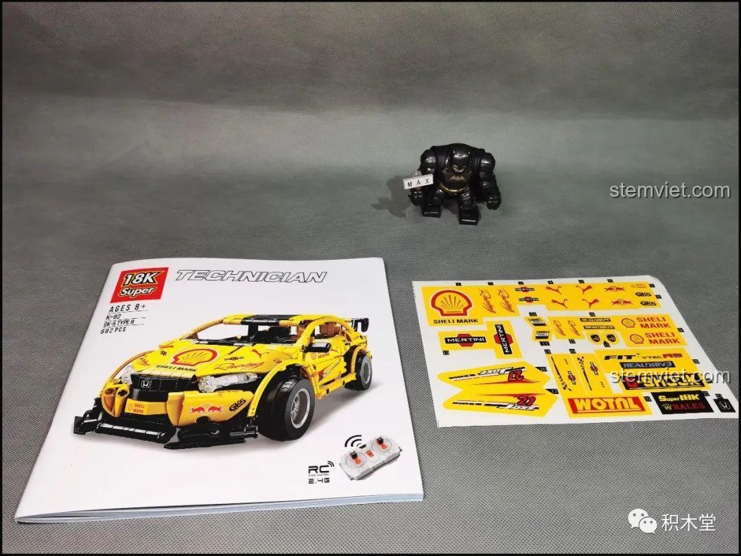 Sách hướng dẫn lắp ráp và bộ sticker cá tính của bộ lắp ráp Super 18K K-82 Honda Fit GK-5 Type R.