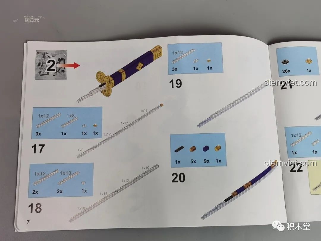 Hướng dẫn lắp ráp phần chuôi và chắn kiếm của Thanh kiếm Enma của Zoro TEC Creators 1502.