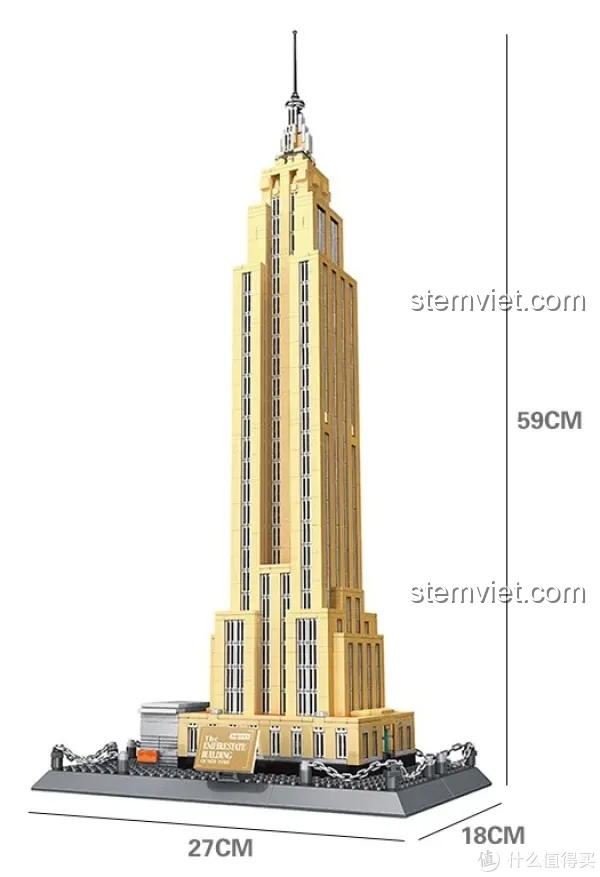 Mô hình Empire State Building hoàn chỉnh cao 59cm, tái hiện chi tiết kiến trúc biểu tượng của New York.