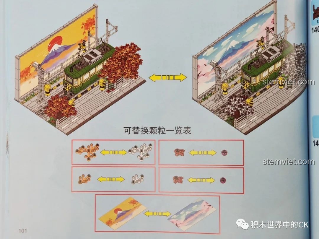 Mô hình cảnh quan mùa thu của bộ lắp ghép Wekki 506000 Đoàn Tàu Kamakura Bốn Mùa.