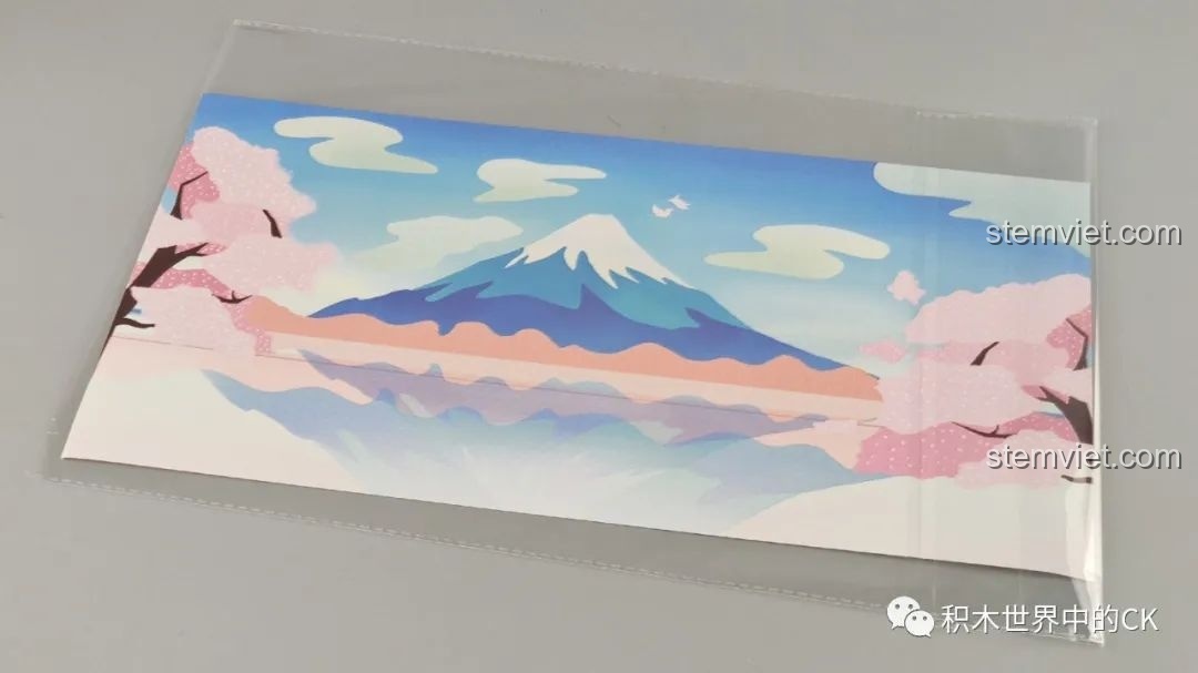 Tấm nền cảnh quan mùa xuân với hoa anh đào và núi Phú Sĩ cho bộ lắp ghép Wekki 506000.