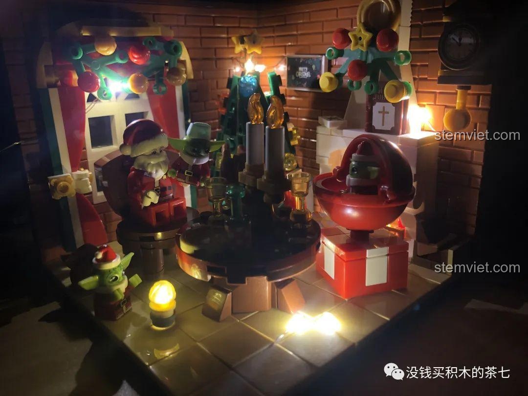 Mô hình Wekki 506001 Ngôi Nhà Giáng Sinh hoàn hảo với ánh sáng đèn LED nâng cấp.