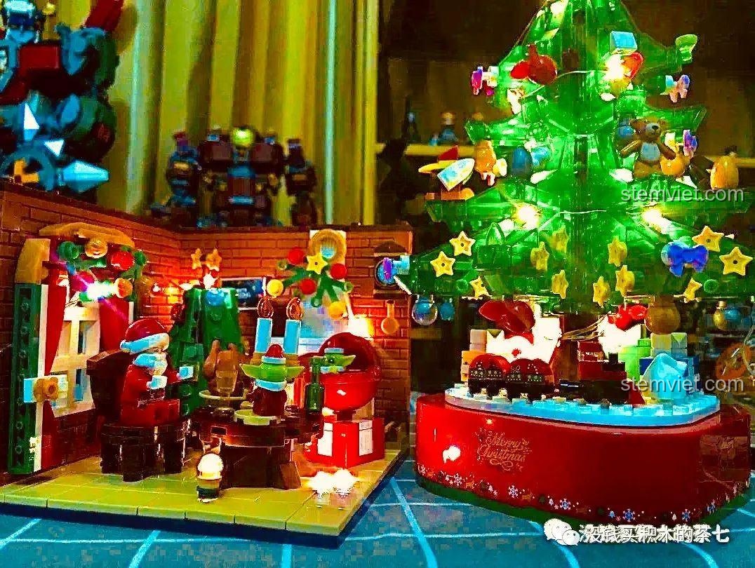 Mô hình Wekki 506001 Ngôi Nhà Giáng Sinh kết hợp với cây thông Senbao, tạo cảnh Giáng Sinh lớn.