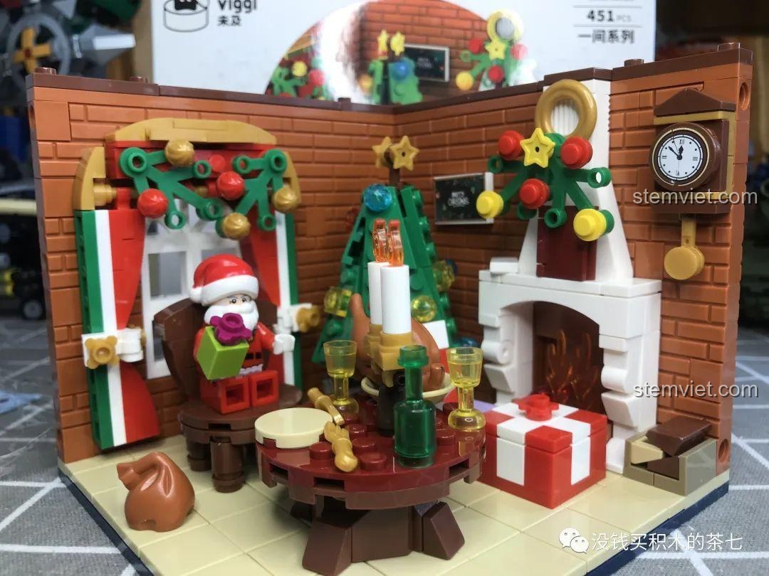 Toàn cảnh mô hình Wekki 506001 Ngôi Nhà Giáng Sinh đã hoàn thành, sẵn sàng trưng bày.