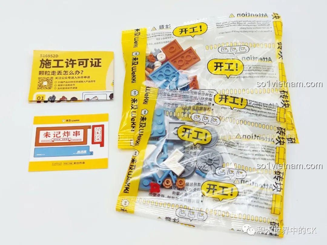 Review Wekki 516952D Quầy Xiên Que Chiên: Hình ảnh unboxing bộ quầy xiên que, các mảnh ghép và hướng dẫn.