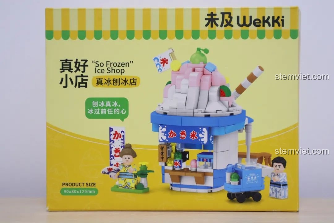 Các mảnh ghép của cửa hàng刨冰 trong bộ lắp ráp Wekki So Good Little Shop Series 2 được phân loại rõ ràng.