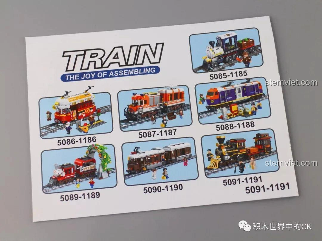 Trang cuối sách hướng dẫn bộ lắp ghép Winner 5091 Tàu Hỏa Hơi Nước Thành Phố, giới thiệu các mẫu tàu hỏa khác trong cùng series.