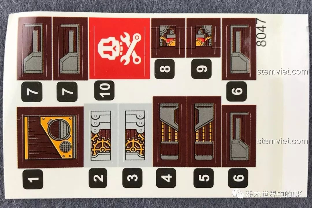 Tấm sticker với các họa tiết phong cách Steampunk dành cho bộ Winner 8047 Trực thăng Hơi nước.