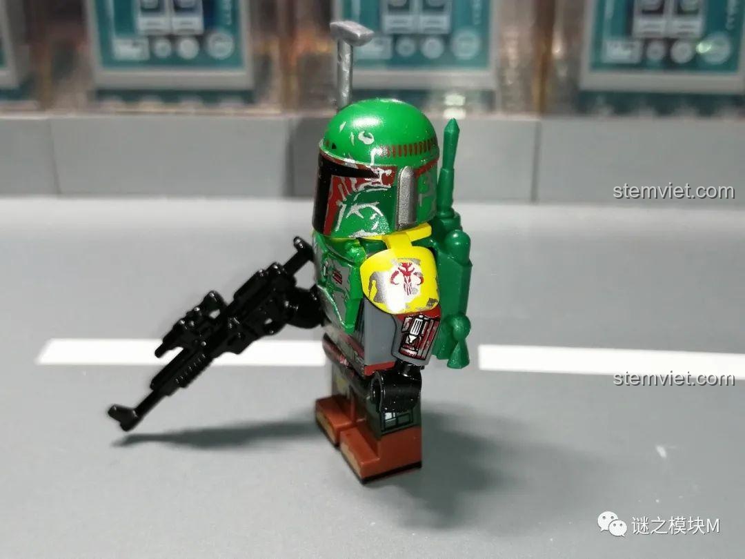 Review WM 121 Minifigure The Mandalorian: Chi tiết ba lô phản lực của Boba Fett, thiết kế chân thực.