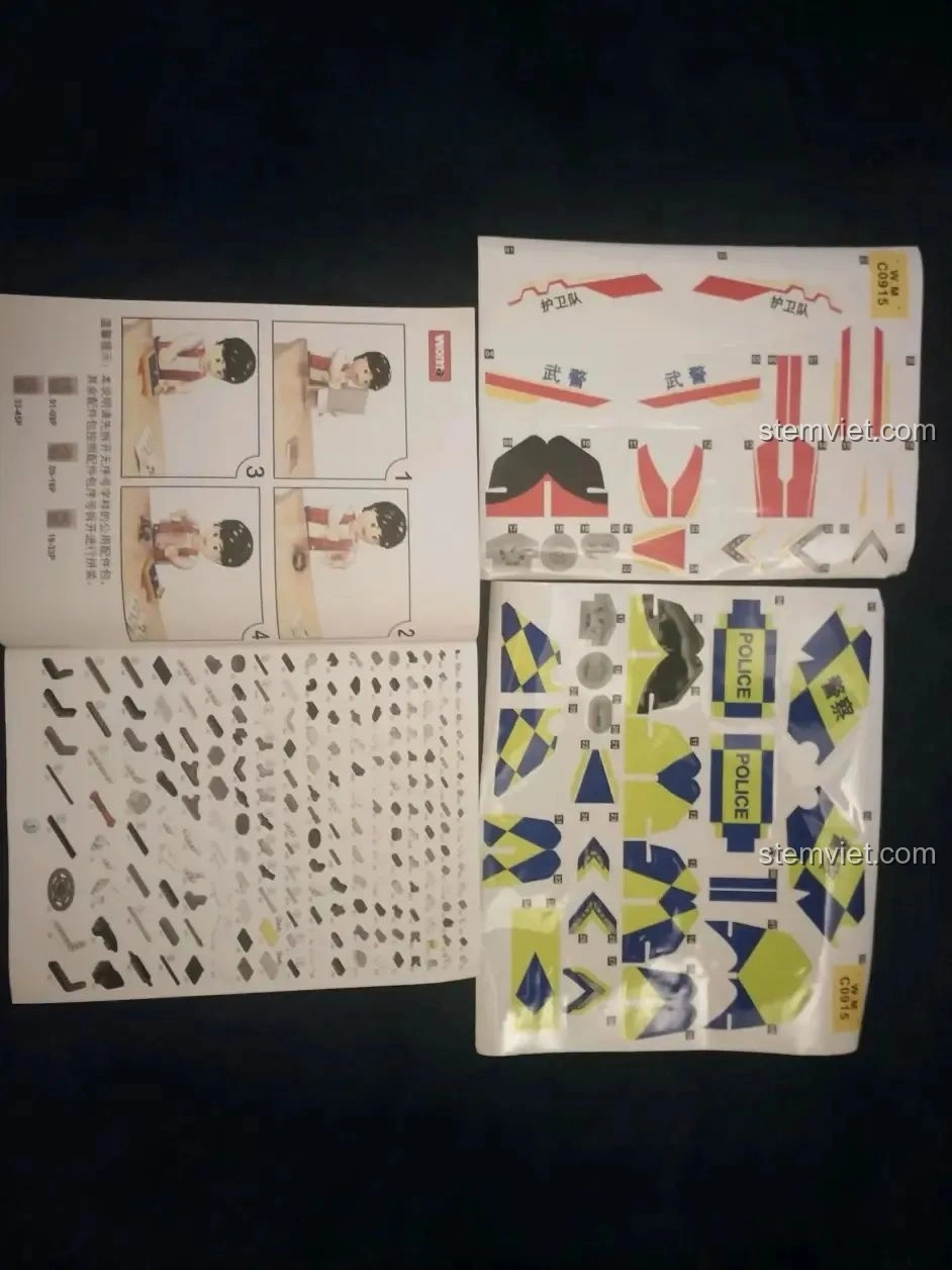 Trang hướng dẫn lắp ráp của bộ WOMA C0915 Mô tô Quốc宾-650, minh họa các bước lắp chi tiết và rõ ràng.