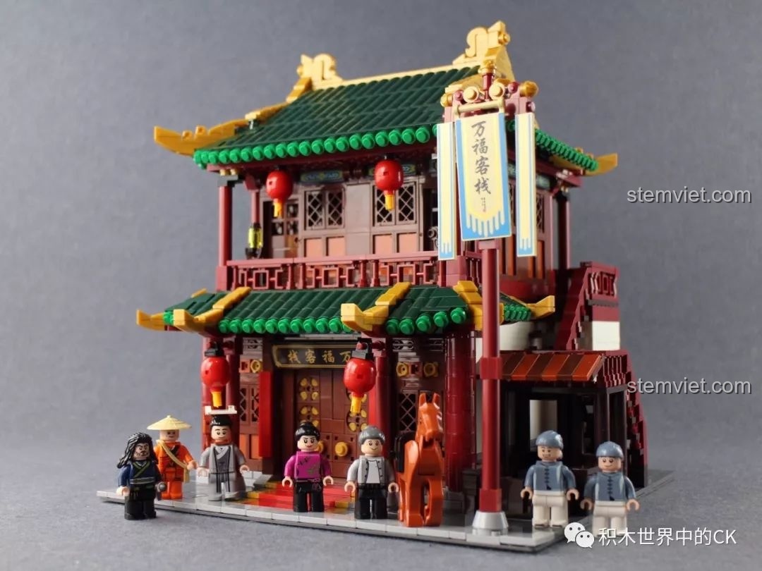 Ảnh chụp cuối cùng của Vạn Phúc Khách Sạn và các minifigures, tổng kết bài đánh giá chi tiết bộ XINGBAO XB-01022.