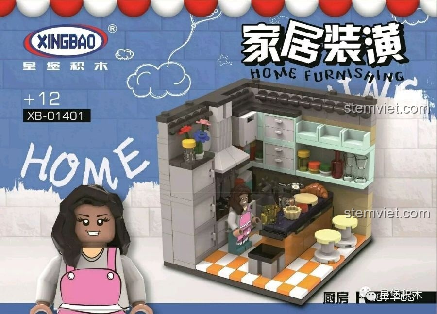 Ảnh quảng cáo bộ lắp ghép XINGBAO XB-01401 Trang Trí Nội Thất Gia Đình với phòng bếp chi tiết.