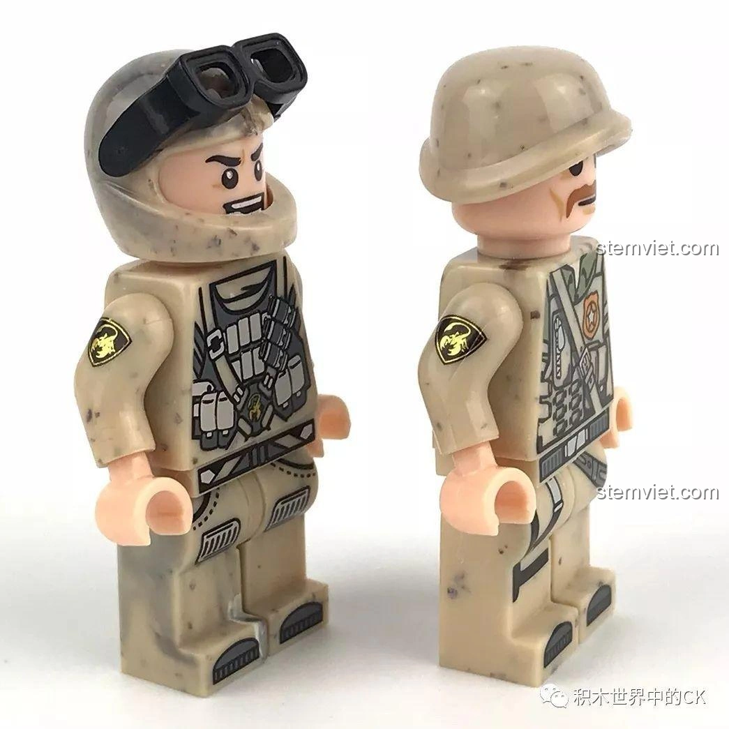 Góc nhìn nghiêng của hai minifigure Oprah và Soldier từ bộ lắp ghép Xingbao XB-06010.