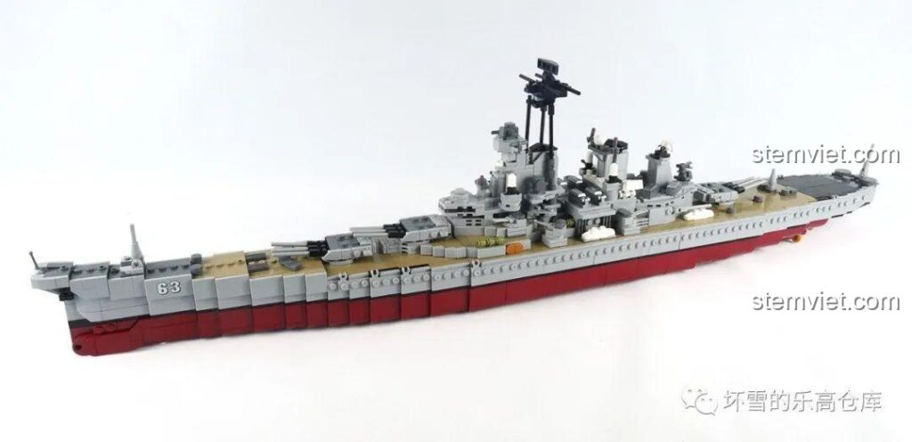 Toàn cảnh mô hình Thiết giáp hạm USS Missouri XB-06030 đã hoàn thiện, sẵn sàng trưng bày, đánh giá Xingbao XB06030 Tàu Missouri.