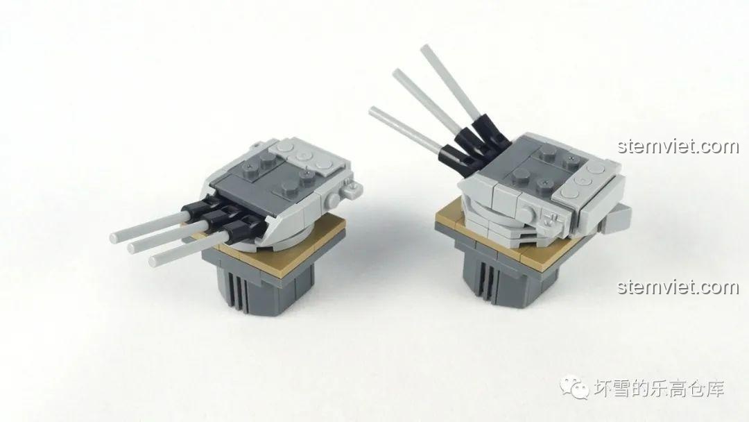 Hai tháp pháo chính 16 inch Mk7 của Thiết giáp hạm USS Missouri, có thể tháo rời và điều chỉnh, nhận xét Xingbao 6030 Mô hình tàu chiến USS Missouri.