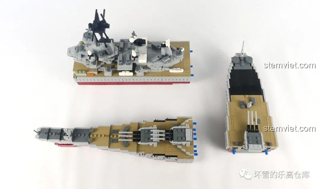 Mô hình Thiết giáp hạm USS Missouri có thể tháo rời thành ba phần riêng biệt, đánh giá Xingbao XB06030 Tàu Missouri.