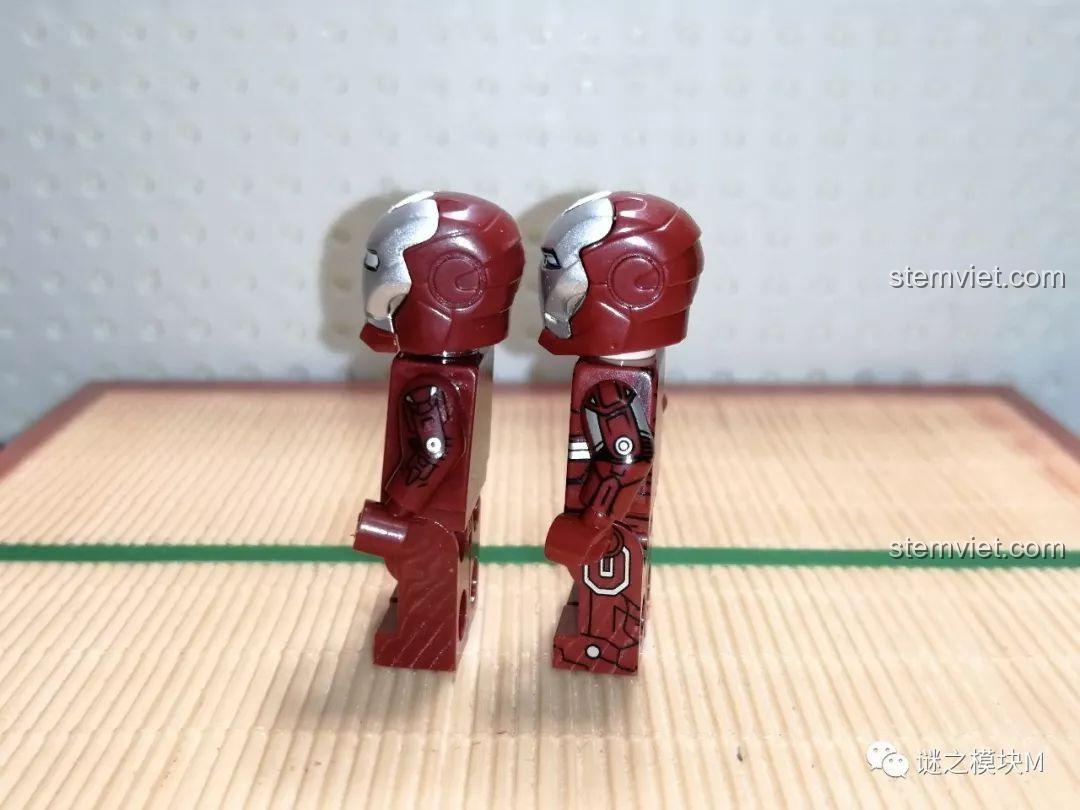 Minifigure Người Sắt Mark 33 trong bộ XINH X0267, chi tiết giáp đỏ bạc.