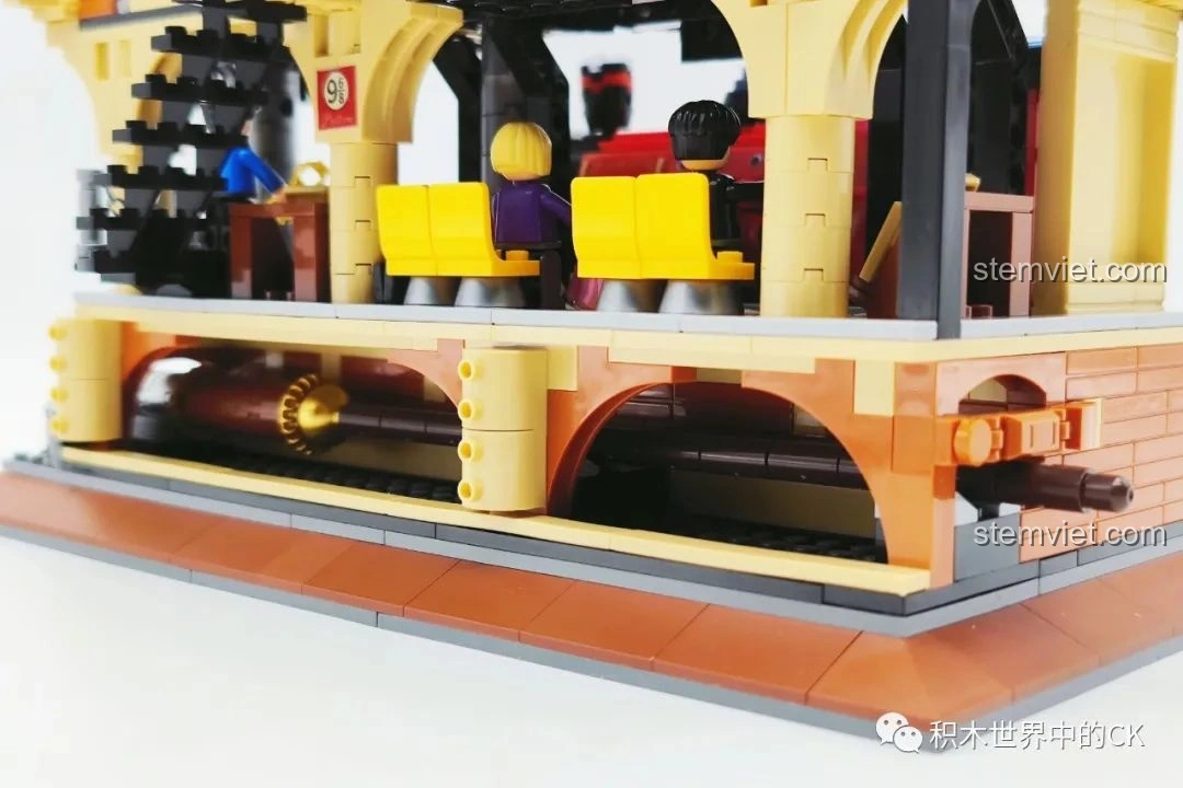 Góc cận cảnh đầu cây đũa phép của bộ đồ chơi lắp ghép Tàu Hỏa Ma Thuật DZ6007, với các chi tiết trang trí.