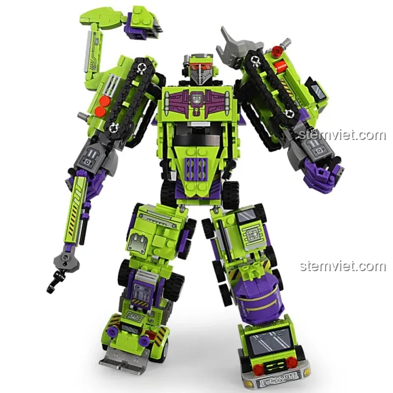 Mô hình Robot Đại Lực Thần SEMBO 103081 đã hoàn thành, đứng thẳng với các khớp nối linh hoạt, thể hiện khả năng biến hình ấn tượng.