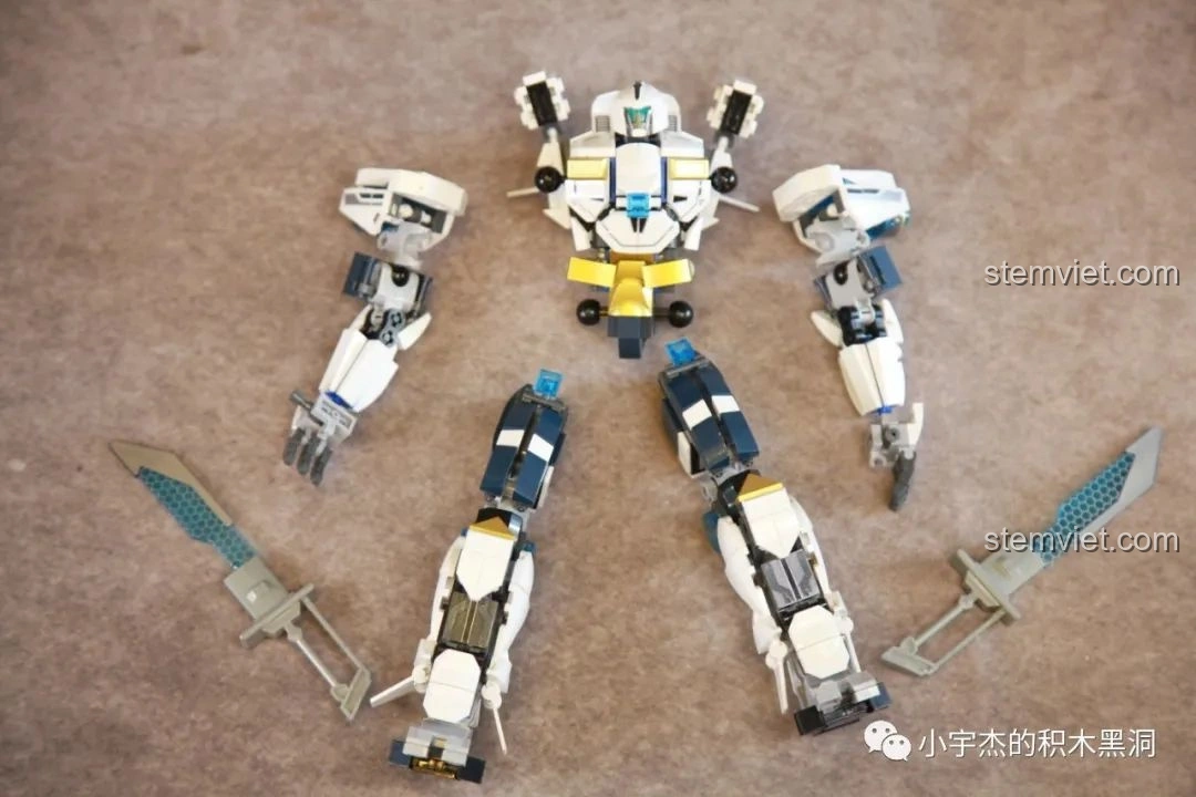 Robot Băng Phong Bảo Vệ Sluban M38-B1151 đang trong quá trình lắp ráp, các chi tiết khớp nối rõ ràng.