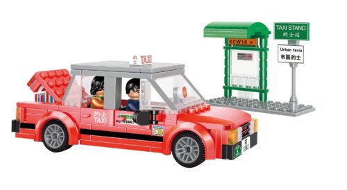 Bộ lắp ghép Royal Toys RT03 Taxi Đỏ Hồng Kông với trạm chờ, đồ chơi mô hình xe taxi cho bé trai 5 tuổi giá rẻ.
