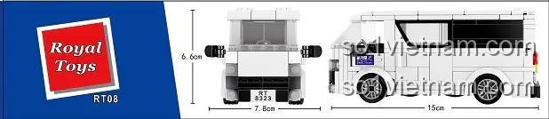Kích thước chi tiết của bộ lắp ghép Xe tải nhỏ phong cách Hong Kong RT08, dài 15cm, cao 6.6cm.