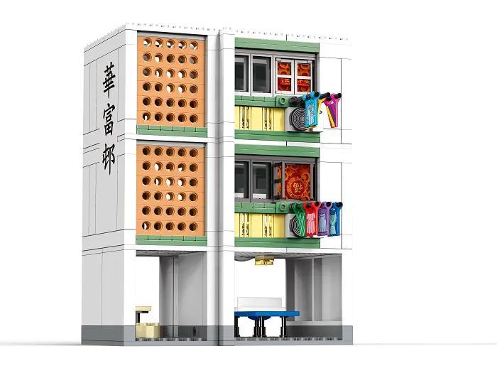 Chi tiết các tính năng và nội thất bên trong bộ xếp hình Khu tập thể Wah Fu, cho thấy sự tinh xảo và các kịch bản chơi đa dạng. Một lựa chọn đồ chơi xây dựng giá rẻ.