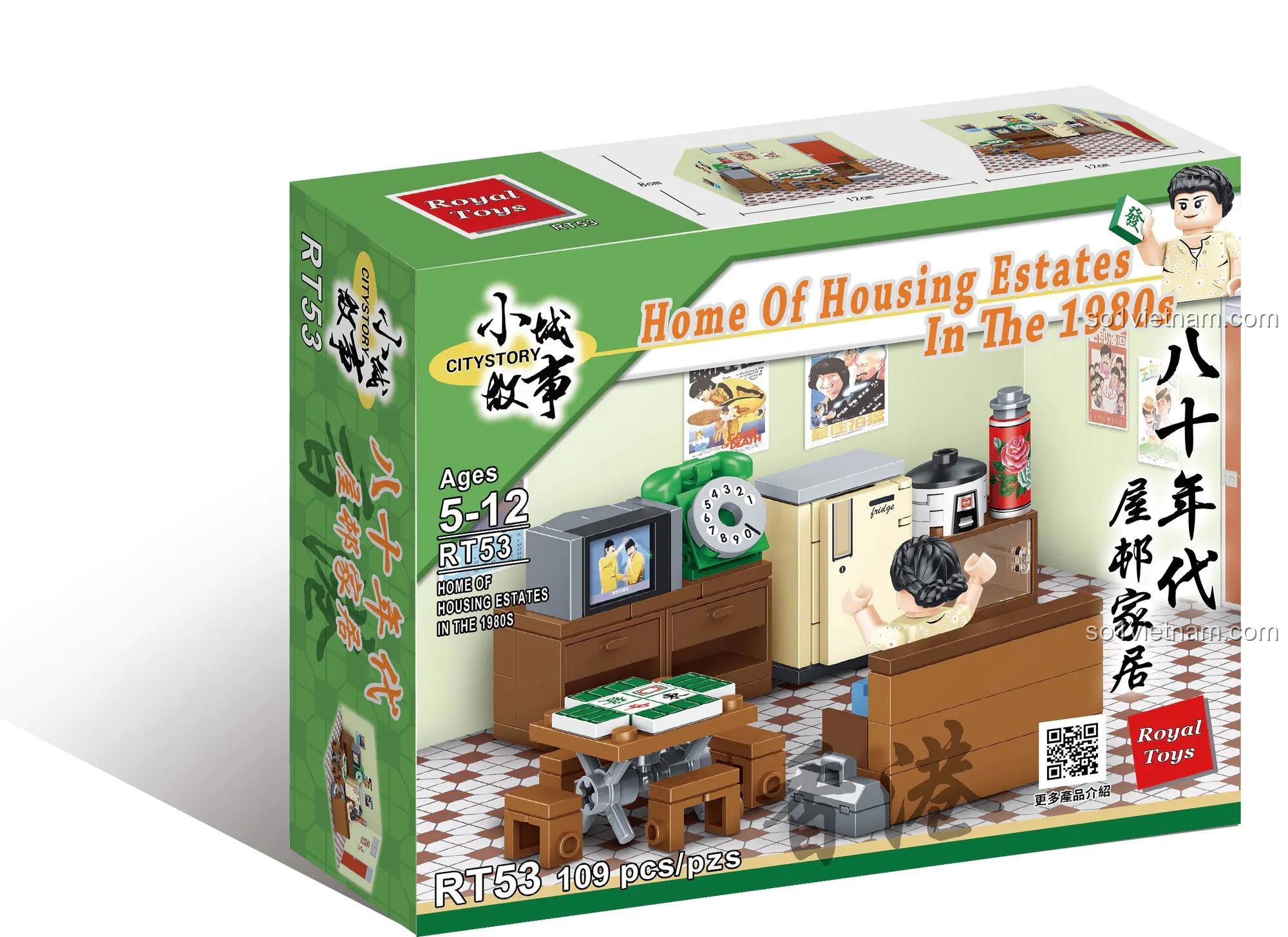 Hộp đồ chơi mô hình Royal Toys RT53 Căn hộ Hồng Kông xưa, 109 mảnh, quà tặng ý nghĩa.