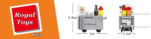 Kích thước chi tiết của bộ đồ chơi Xe Bán Đồ Chiên Rán Royal Toys RT65, nhỏ gọn chỉ 5cm x 4.8cm.