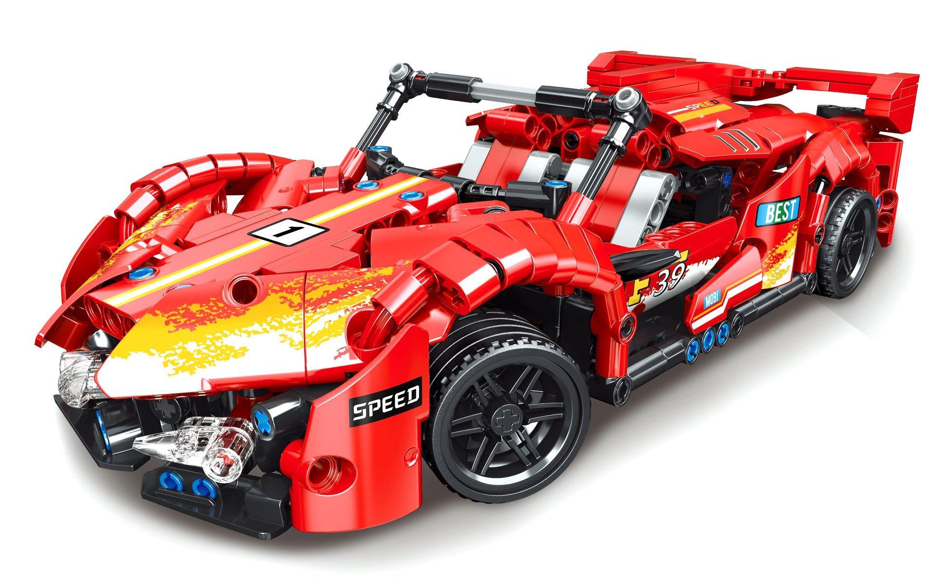 Bộ lắp ráp Siêu xe thể thao Ruizhi Feng 825 màu đỏ, mô hình xe đua mui trần với động cơ kéo lùi, phù hợp cho bé trai 6 tuổi trở lên, giá tốt.